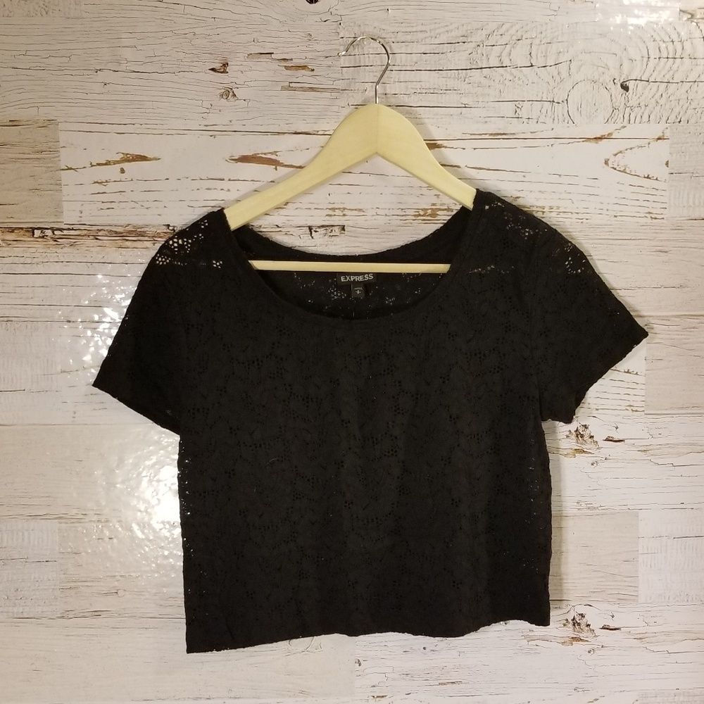 NWT Express black lace short sleeve top